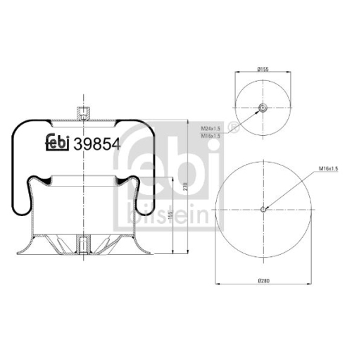 Febi Bilstein 39854 Luftfederbalg mit Stahlkolben , 1 St&uuml;ck