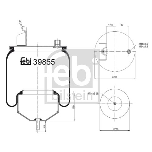 Febi Bilstein 39855 Luftfederbalg mit Stahlkolben und Kolbenstange , 1 St&uuml;ck