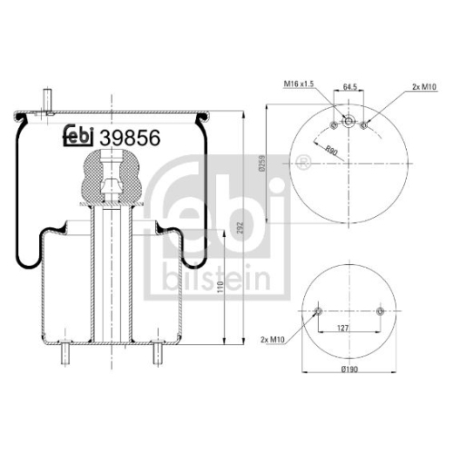 Febi Bilstein 39856 Luftfederbalg mit Stahlkolben , 1 St&uuml;ck