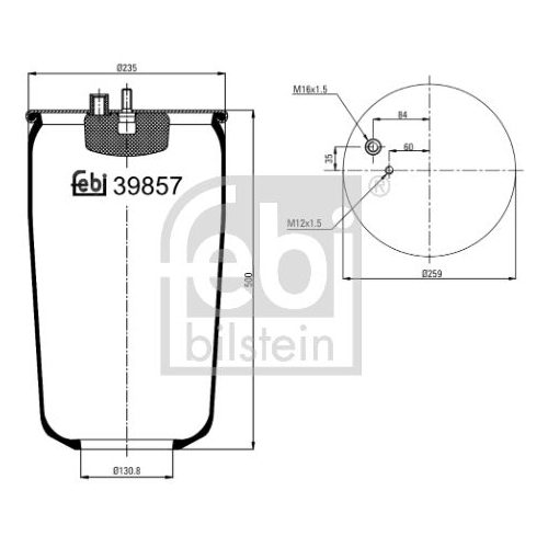 Febi Bilstein 39857 Luftfederbalg ohne Kolben , 1 St&uuml;ck