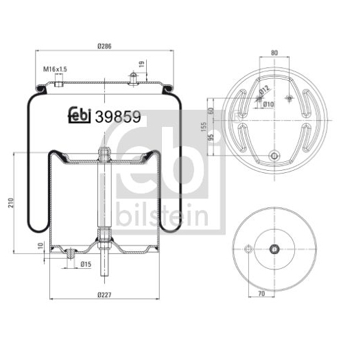 Febi Bilstein 39859 Luftfederbalg mit Stahlkolben und Kolbenstange , 1 St&uuml;ck