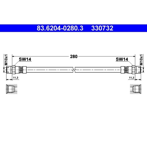 Bremsschlauch ATE 83.6204-0280.3 f&uuml;r MERCEDES-BENZ, Hinterachse