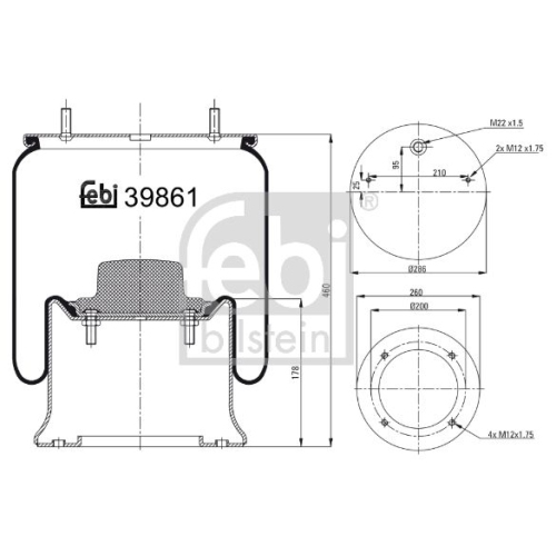 Febi Bilstein 39861 Luftfederbalg mit Stahlkolben , 1 St&uuml;ck