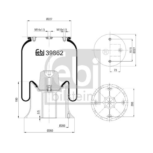 Febi Bilstein 39862 Luftfederbalg mit Aluminiumkolben , 1 St&uuml;ck