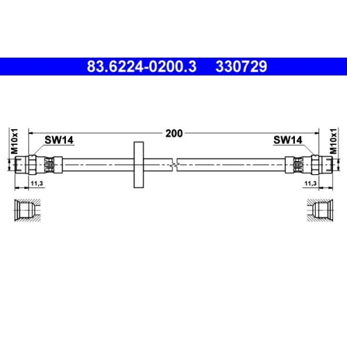 Bremsschlauch ATE 83.6224-0200.3 f&uuml;r VAG, Hinterachse links