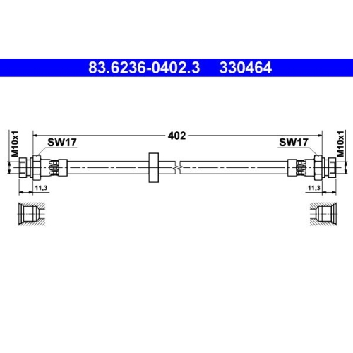 Bremsschlauch ATE 83.6236-0402.3 f&uuml;r SEAT VAG, Hinterachse