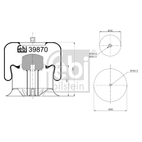 Febi Bilstein 39870 Luftfederbalg mit Stahlkolben , 1 St&uuml;ck