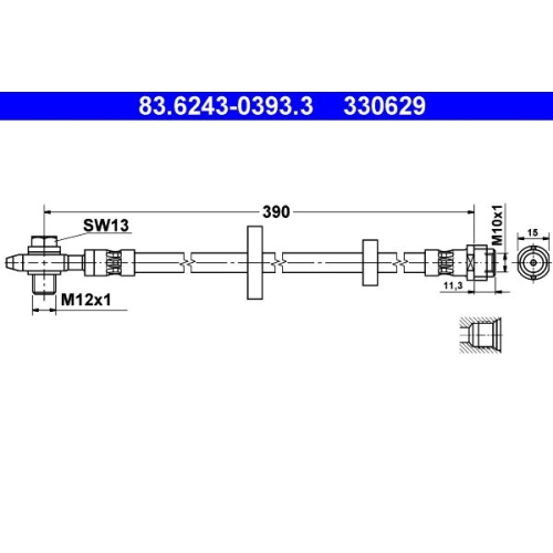 Bremsschlauch ATE 83.6243-0393.3 f&uuml;r VAG, Vorderachse
