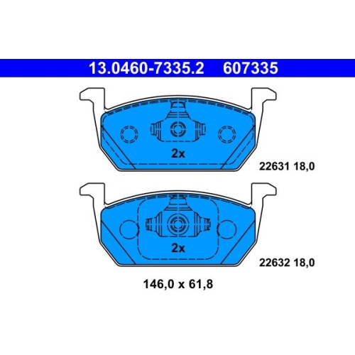 Bremsbelagsatz, Scheibenbremse ATE 13.0460-7335.2 f&uuml;r SEAT SKODA VAG