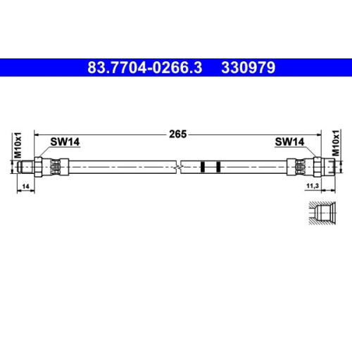 Bremsschlauch ATE 83.7704-0266.3 f&uuml;r VOLVO, Hinterachse