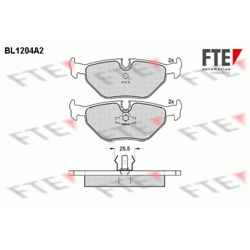 Bremsbelagsatz, Scheibenbremse FTE BL1204A2 f&uuml;r BMW, Hinterachse