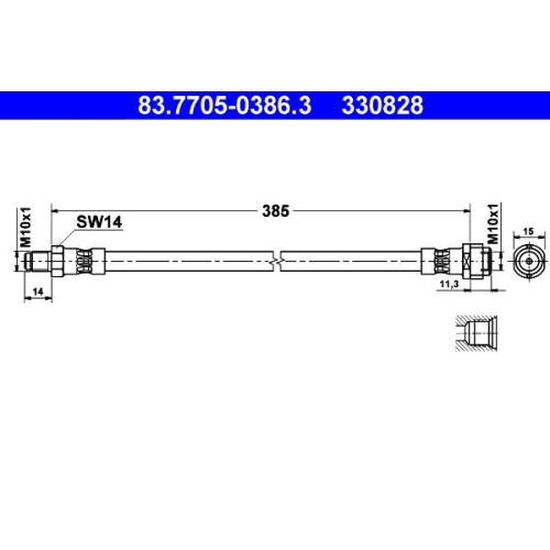 Bremsschlauch ATE 83.7705-0386.3 f&uuml;r MERCEDES-BENZ, Vorderachse