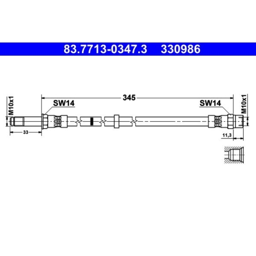 Bremsschlauch ATE 83.7713-0347.3 f&uuml;r VOLVO, Vorderachse