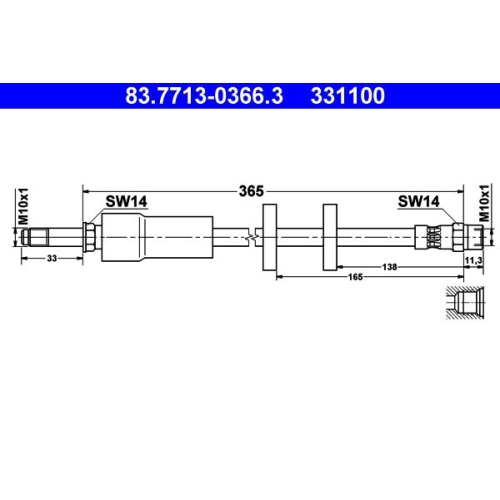 Bremsschlauch ATE 83.7713-0366.3 f&uuml;r VOLVO, Vorderachse