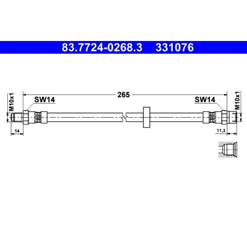 Bremsschlauch ATE 83.7724-0268.3 f&uuml;r VOLVO, Hinterachse