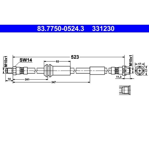 Bremsschlauch ATE 83.7750-0524.3 f&uuml;r MINI, Vorderachse