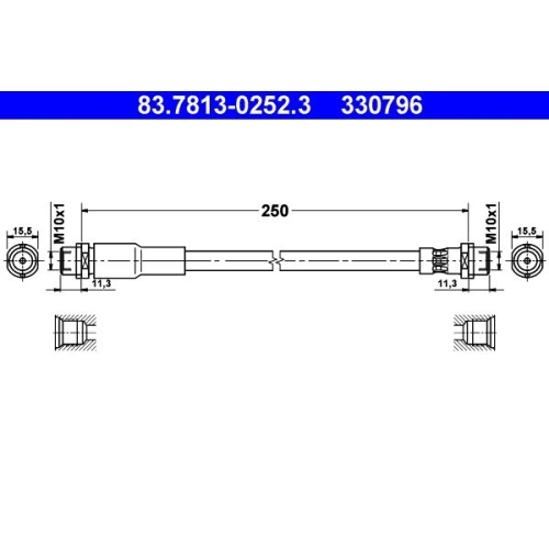 Bremsschlauch ATE 83.7813-0252.3 f&uuml;r VAG, Vorderachse
