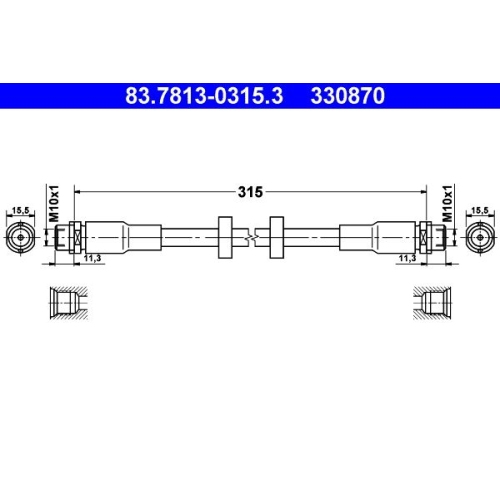 Bremsschlauch ATE 83.7813-0315.3 f&uuml;r VAG, Vorderachse
