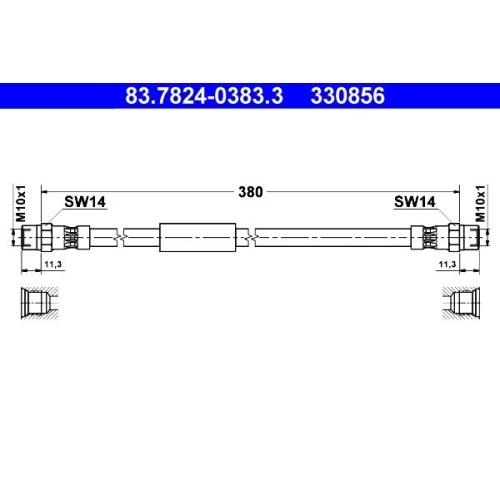 Bremsschlauch ATE 83.7824-0383.3 f&uuml;r VAG, Vorderachse