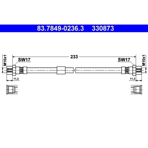Bremsschlauch ATE 83.7849-0236.3 f&uuml;r VAG, Hinterachse