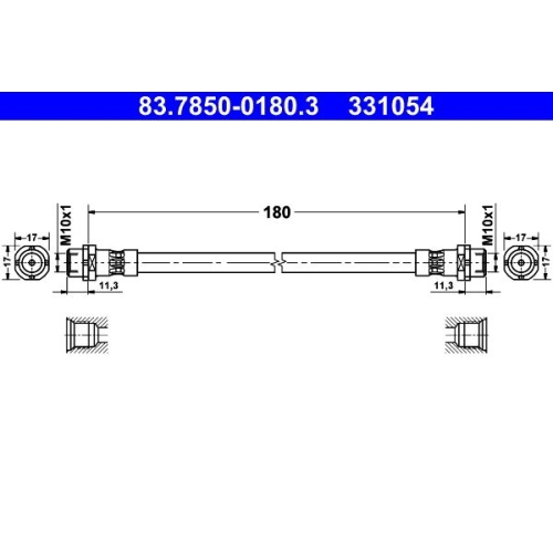 Bremsschlauch ATE 83.7850-0180.3 f&uuml;r BMW, Hinterachse, innen