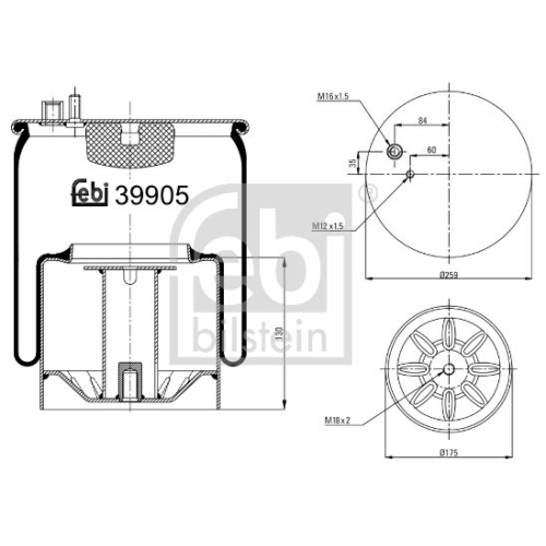 Febi Bilstein 39905 Luftfederbalg mit Stahlkolben , 1 St&uuml;ck