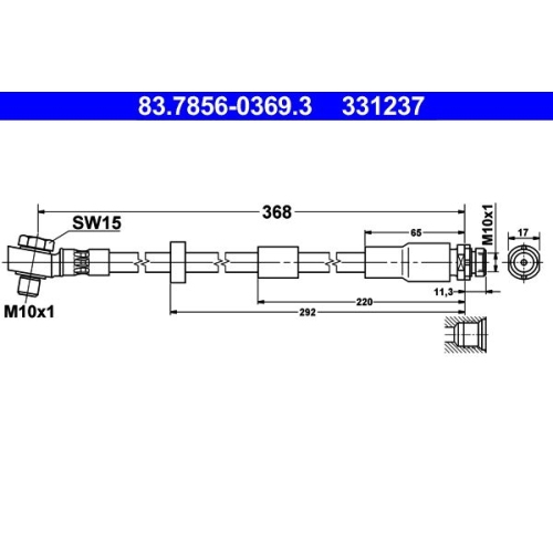 Bremsschlauch ATE 83.7856-0369.3 f&uuml;r JAGUAR, Hinterachse
