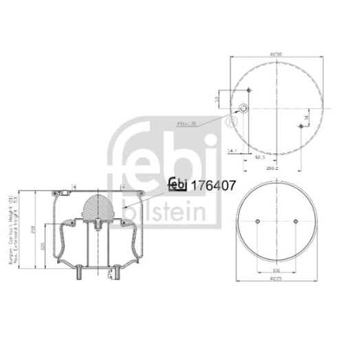 Federbalg, Luftfederung FEBI BILSTEIN 176407 f&uuml;r VOLVO, Vorderachse