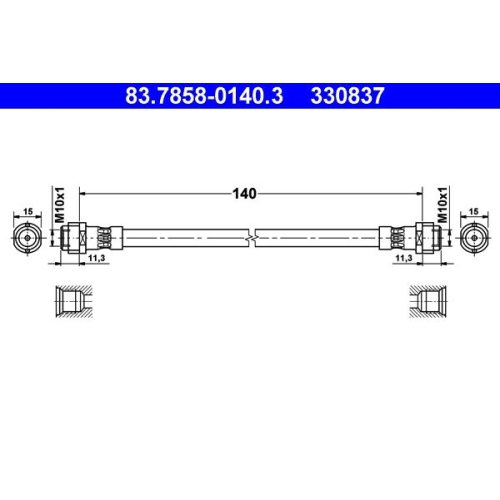 Bremsschlauch ATE 83.7858-0140.3 f&uuml;r SEAT SKODA VAG, Hinterachse