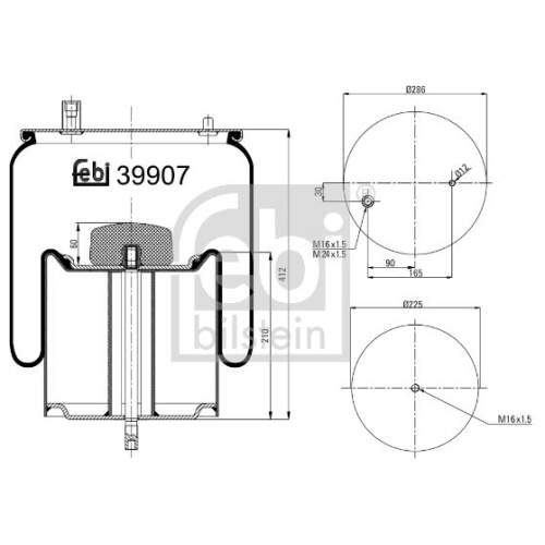 Febi Bilstein 39907 Luftfederbalg mit Stahlkolben und Kolbenstange , 1 St&uuml;ck