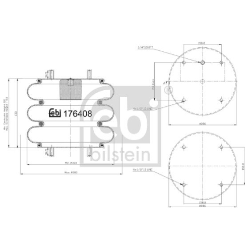 Federbalg, Luftfederung FEBI BILSTEIN 176408 f&uuml;r