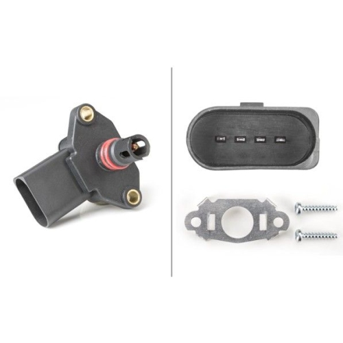 Sensor, Saugrohrdruck HELLA 6PP 009 400-241 f&uuml;r AUDI SEAT SKODA VW, oben, unten