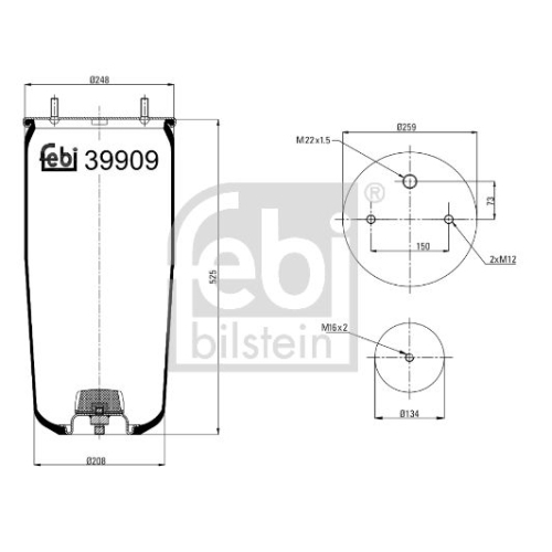 Febi Bilstein 39909 Luftfederbalg ohne Kolben , 1 St&uuml;ck