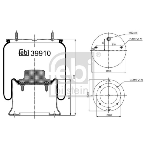 Febi Bilstein 39910 Luftfederbalg mit Stahlkolben , 1 St&uuml;ck