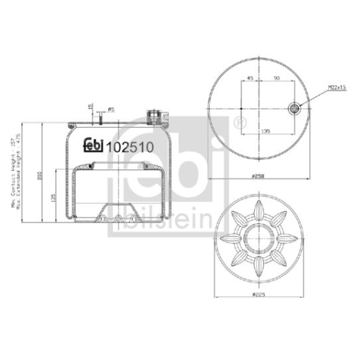 Febi Bilstein 102510 Luftfederbalg mit Stahlkolben , 1 St&uuml;ck