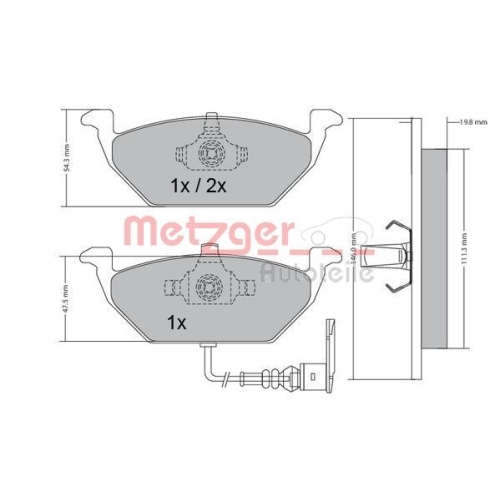 Bremsbelagsatz, Scheibenbremse METZGER 1170002 GREENPARTS f&uuml;r VAG, Vorderachse