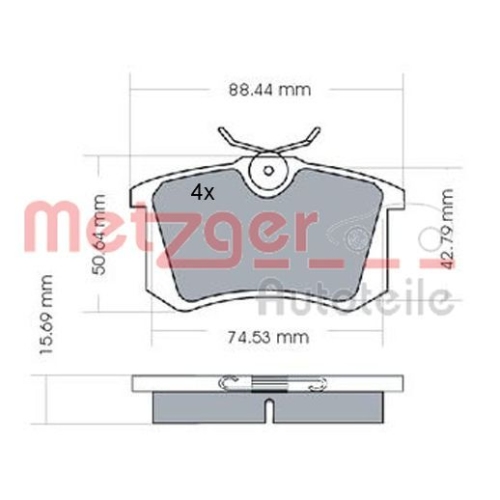 Bremsbelagsatz, Scheibenbremse METZGER 1170022 f&uuml;r AUDI PEUGEOT RENAULT SEAT VAG