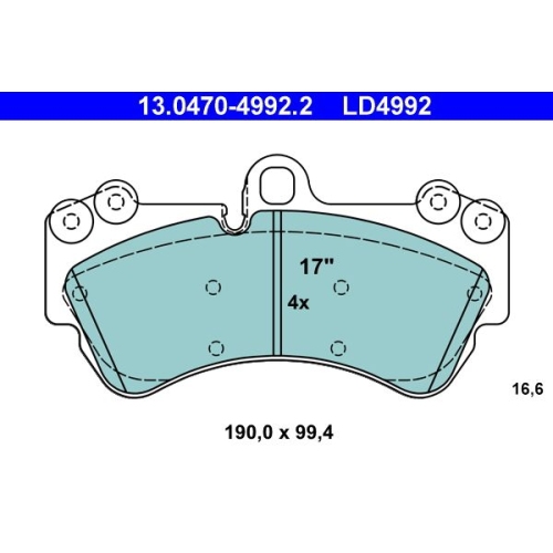 Bremsbelagsatz, Scheibenbremse ATE 13.0470-4992.2 ATE Ceramic f&uuml;r PORSCHE VAG