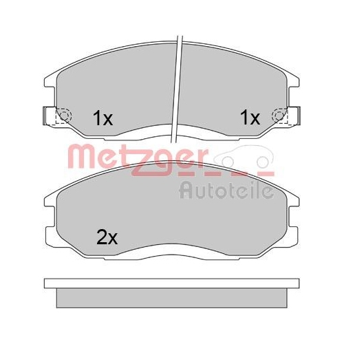 Bremsbelagsatz, Scheibenbremse METZGER 1170402 f&uuml;r HYUNDAI, Vorderachse