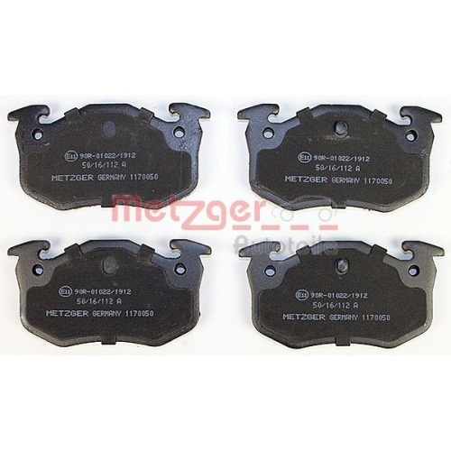 Bremsbelagsatz, Scheibenbremse METZGER 1170050 f&uuml;r CITRO&Euml;N PEUGEOT RENAULT