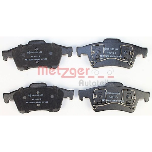 Bremsbelagsatz, Scheibenbremse METZGER 1170080 f&uuml;r NISSAN RENAULT, Hinterachse