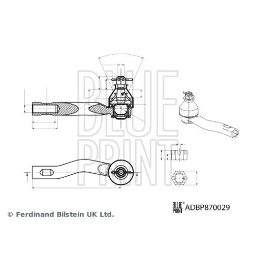 Blue Print 1x ADBP870029BP Spurstangenendst&Atilde;&frac14;ck mit Kronenmutter
