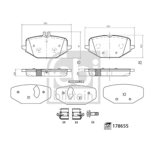 Bremsbelagsatz, Scheibenbremse FEBI BILSTEIN 178655 f&uuml;r MERCEDES-BENZ