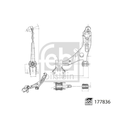 Lenker, Radaufh&auml;ngung FEBI BILSTEIN 177836 f&uuml;r FORD, Vorderachse links