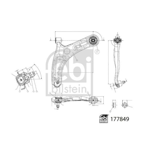 Lenker, Radaufh&auml;ngung FEBI BILSTEIN 177849 f&uuml;r HYUNDAI, Vorderachse links, unten
