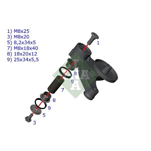 Reparatursatz, Spannarm-Keilrippenriemen INA 533 0117 10 f&uuml;r VW