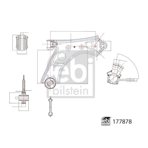 Lenker, Radaufh&auml;ngung FEBI BILSTEIN 177878 f&uuml;r TOYOTA, Vorderachse rechts