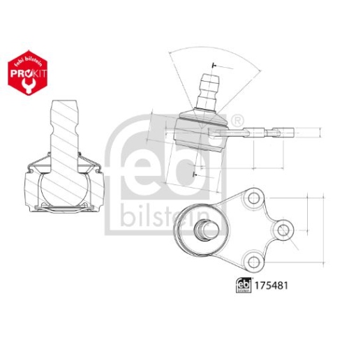 Febi Bilstein 1x 175481 Traggelenk mit Sicherungsmutter