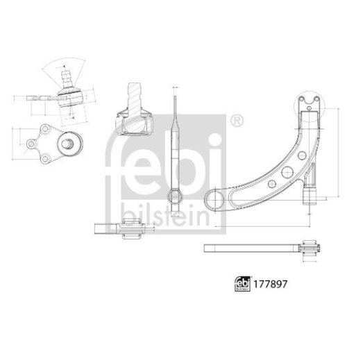 Lenker, Radaufh&auml;ngung FEBI BILSTEIN 177897 f&uuml;r KIA, Vorderachse links