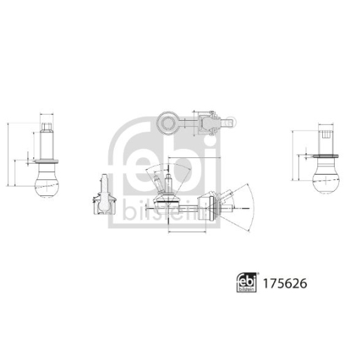 Febi Bilstein 1x 175626 Verbindungsstange mit Sicherungsmuttern